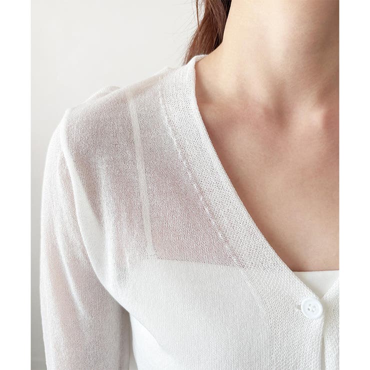 Vネックシースルーカーディガン レディース 韓国 | Dewlily | 詳細画像31 