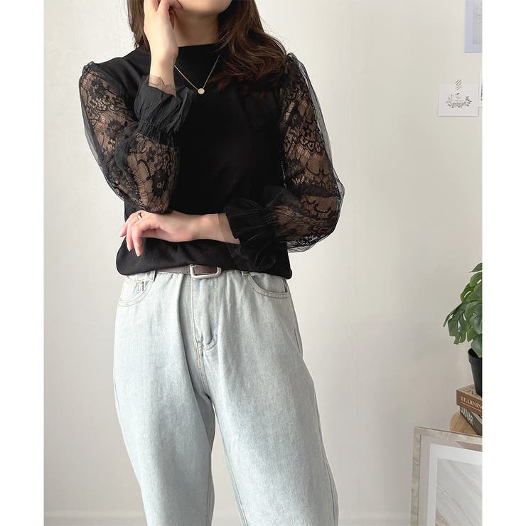 レーススリーブニット レディース ニット | Dewlily | 詳細画像3 