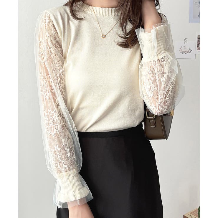 レーススリーブニット レディース ニット | Dewlily | 詳細画像6 