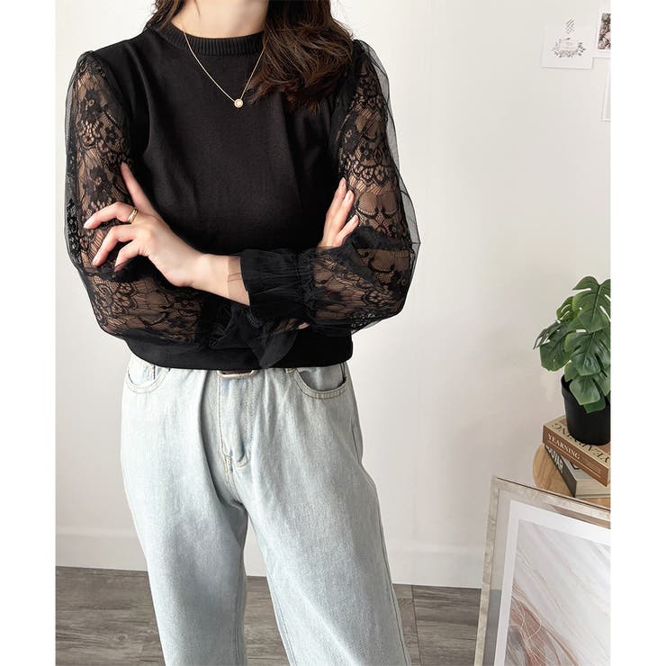 レーススリーブニット レディース ニット | Dewlily | 詳細画像8 