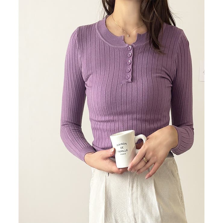 長袖リブニットトップス レディース ニット | Dewlily | 詳細画像10 