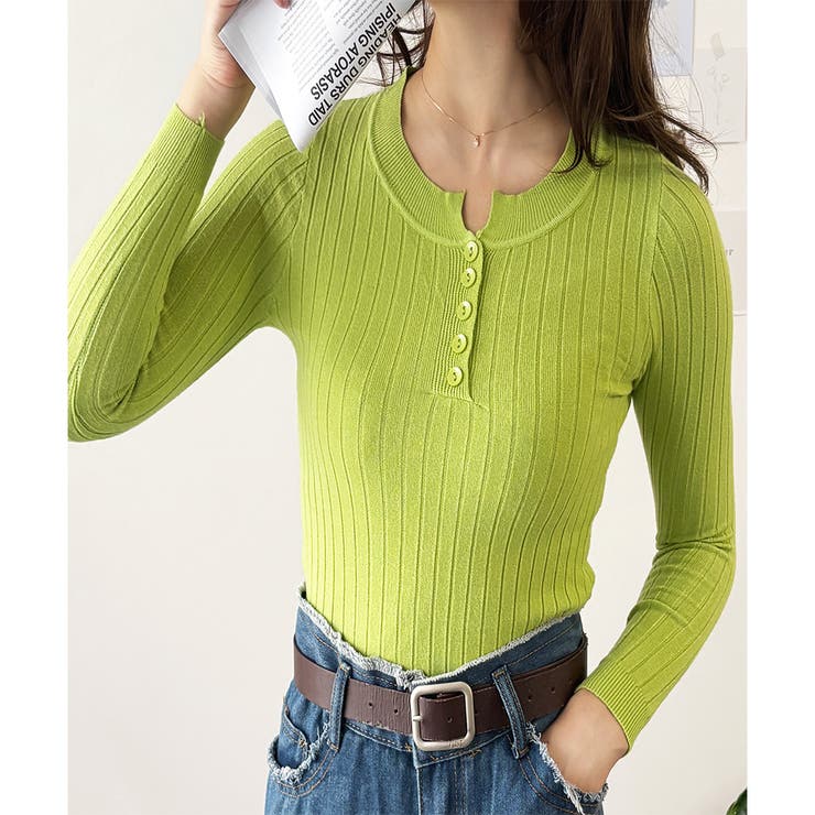 長袖リブニットトップス レディース ニット | Dewlily | 詳細画像16 