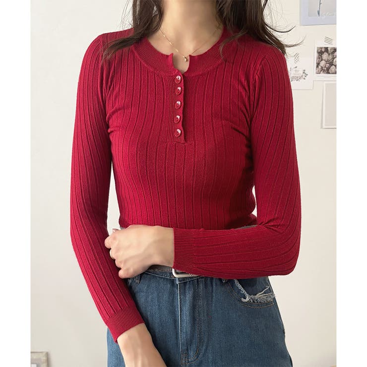 長袖リブニットトップス レディース ニット | Dewlily | 詳細画像18 