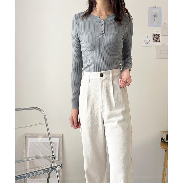 長袖リブニットトップス レディース ニット | Dewlily | 詳細画像19 