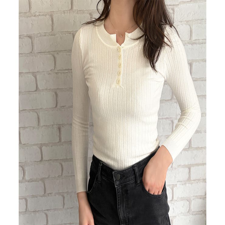 長袖リブニットトップス レディース ニット | Dewlily | 詳細画像2 