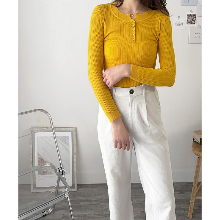 長袖リブニットトップス レディース ニット | Dewlily | 詳細画像24 