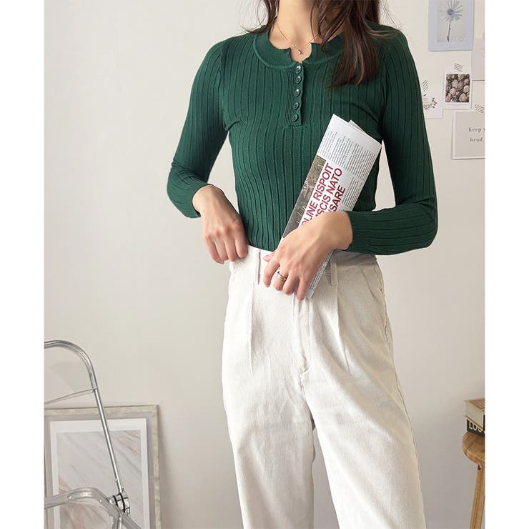 長袖リブニットトップス レディース ニット | Dewlily | 詳細画像25 