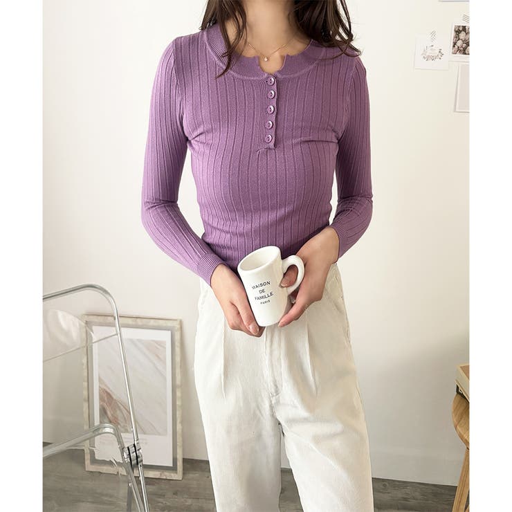 長袖リブニットトップス レディース ニット | Dewlily | 詳細画像26 