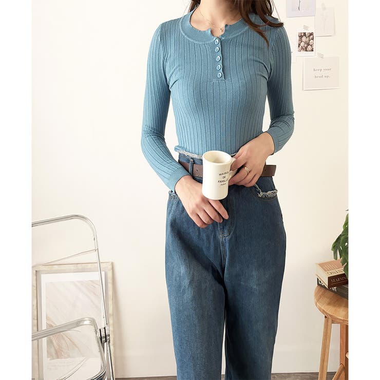 長袖リブニットトップス レディース ニット | Dewlily | 詳細画像27 