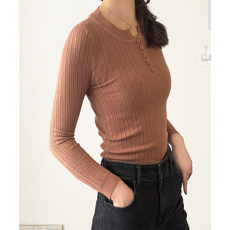 長袖リブニットトップス レディース ニット | Dewlily | 詳細画像28 