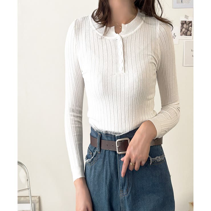 長袖リブニットトップス レディース ニット | Dewlily | 詳細画像29 