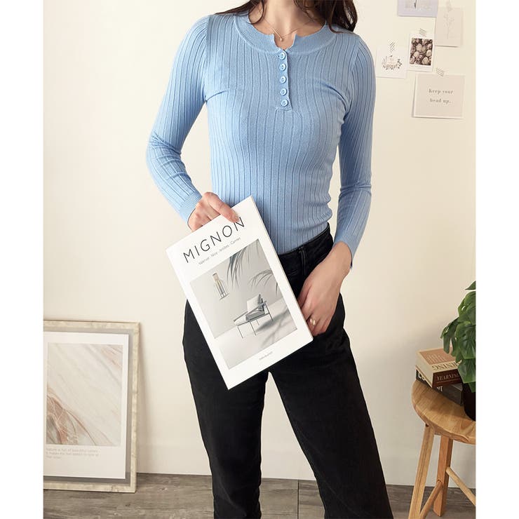 長袖リブニットトップス レディース ニット | Dewlily | 詳細画像31 