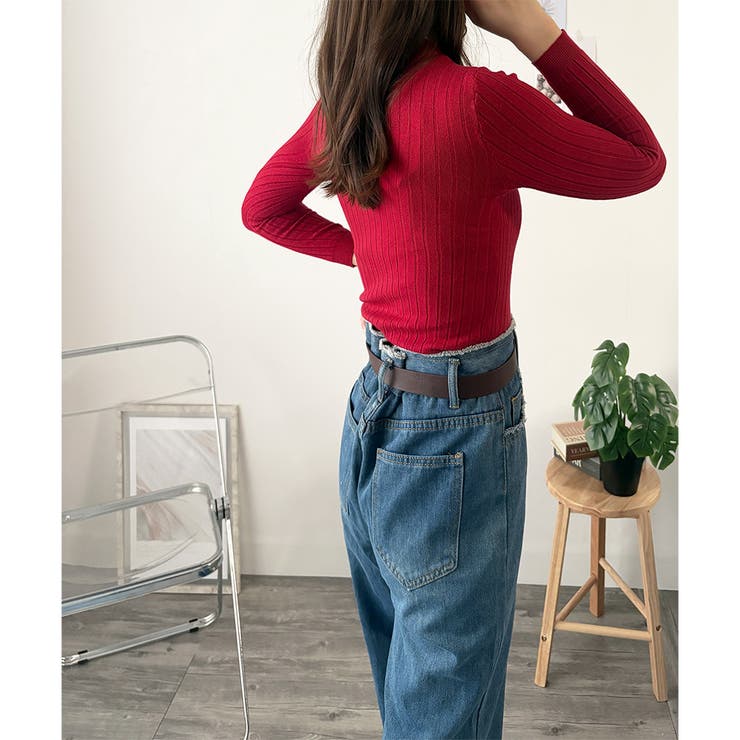 長袖リブニットトップス レディース ニット | Dewlily | 詳細画像32 