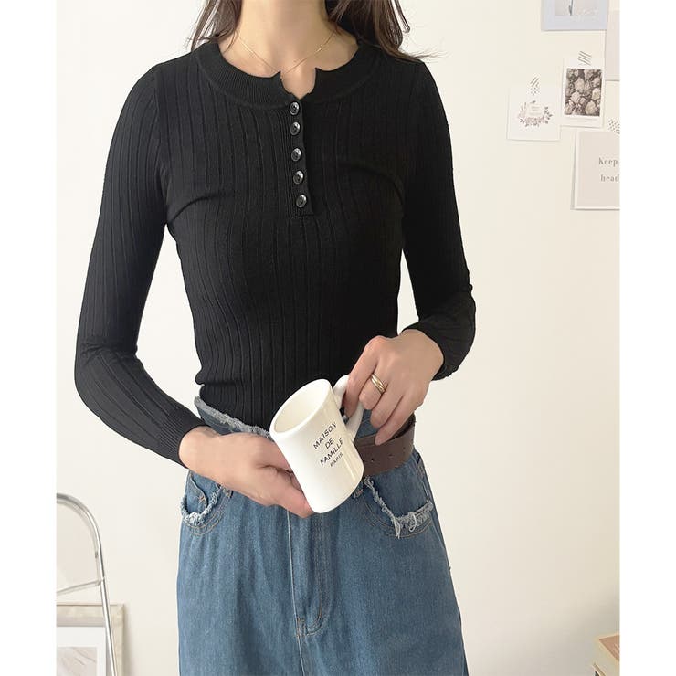 長袖リブニットトップス レディース ニット | Dewlily | 詳細画像4 