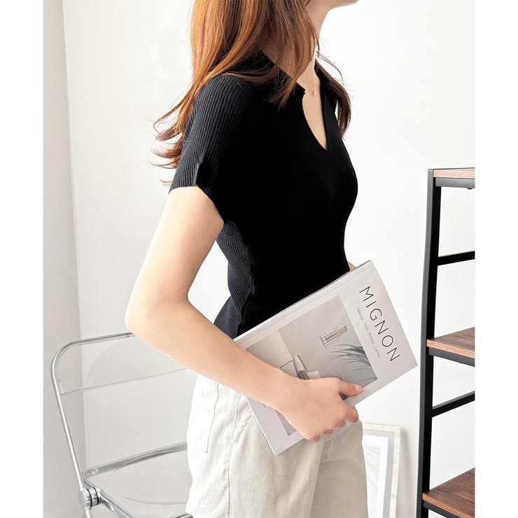 スキッパー半袖ポロニット レディース 韓国 | Dewlily | 詳細画像18 