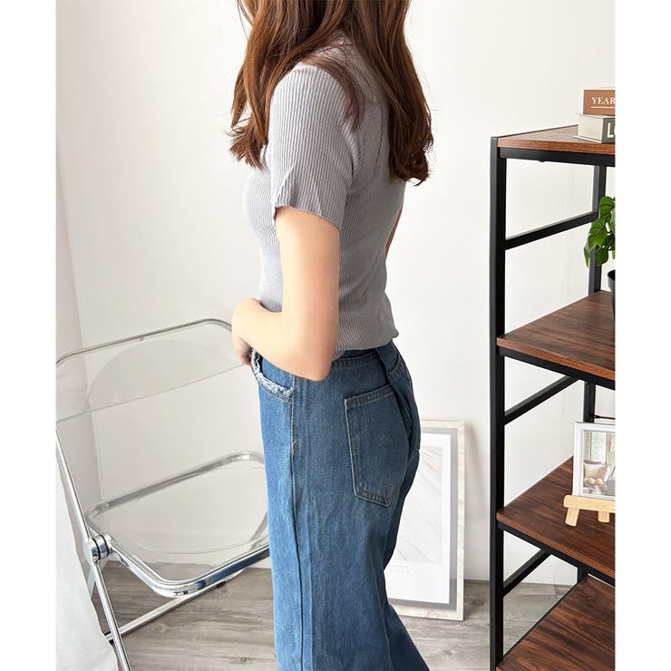 スキッパー半袖ポロニット レディース 韓国 | Dewlily | 詳細画像19 