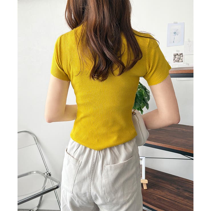 スキッパー半袖ポロニット レディース 韓国 | Dewlily | 詳細画像20 