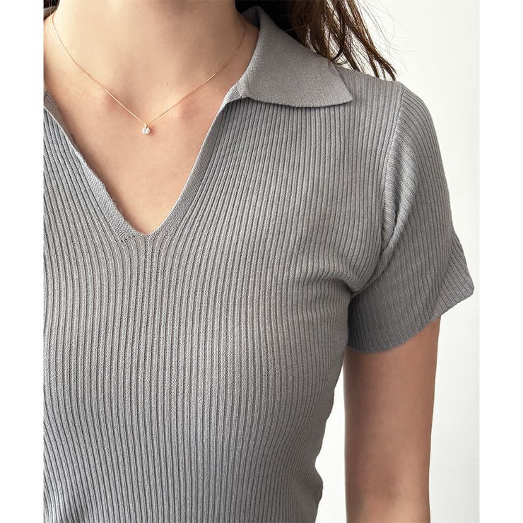 スキッパー半袖ポロニット レディース 韓国 | Dewlily | 詳細画像22 