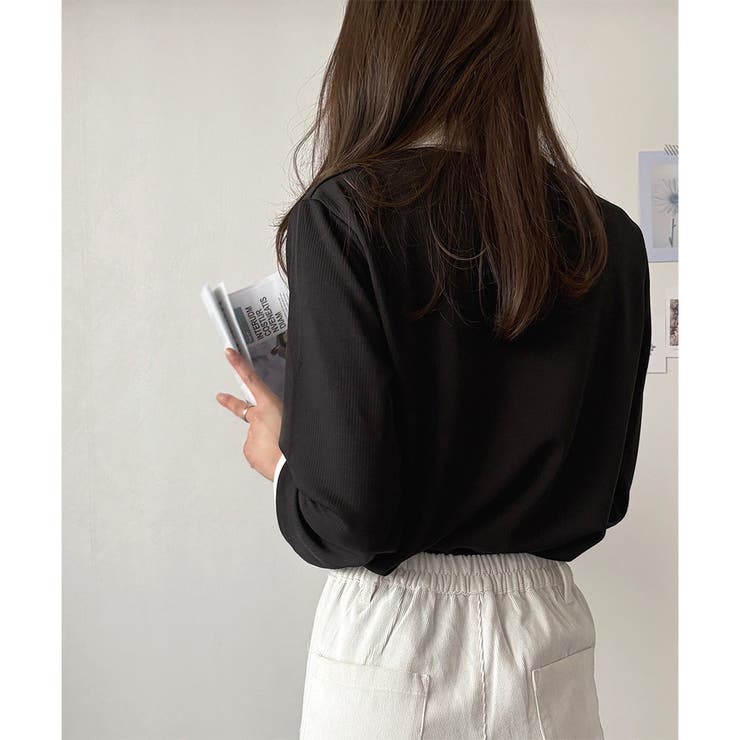 襟付きバイカラーリブトップス レディース トップス | Dewlily | 詳細画像18 