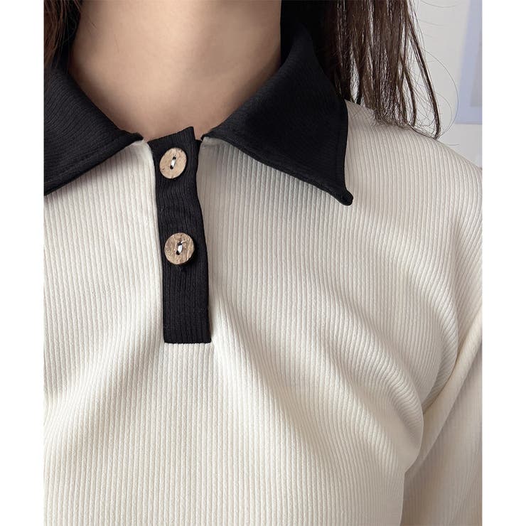 襟付きバイカラーリブトップス レディース トップス | Dewlily | 詳細画像21 