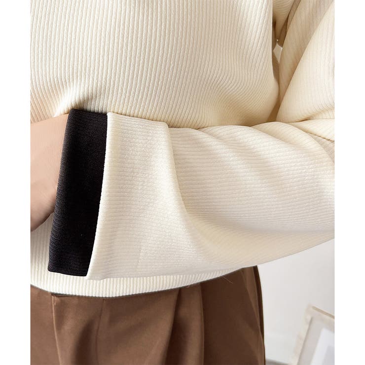 襟付きバイカラーリブトップス レディース トップス | Dewlily | 詳細画像22 