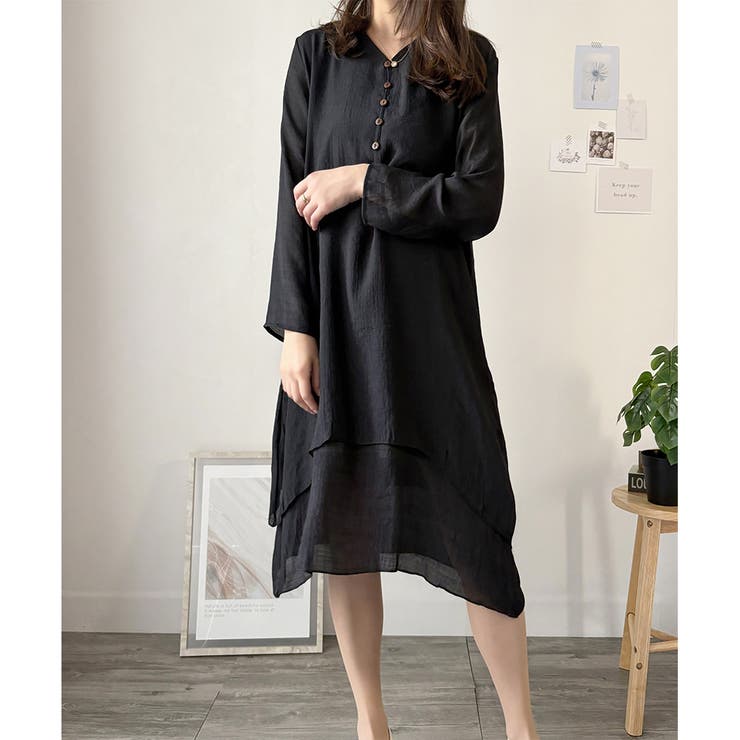 長袖Aラインワンピース レディース ワンピース | Dewlily | 詳細画像2 