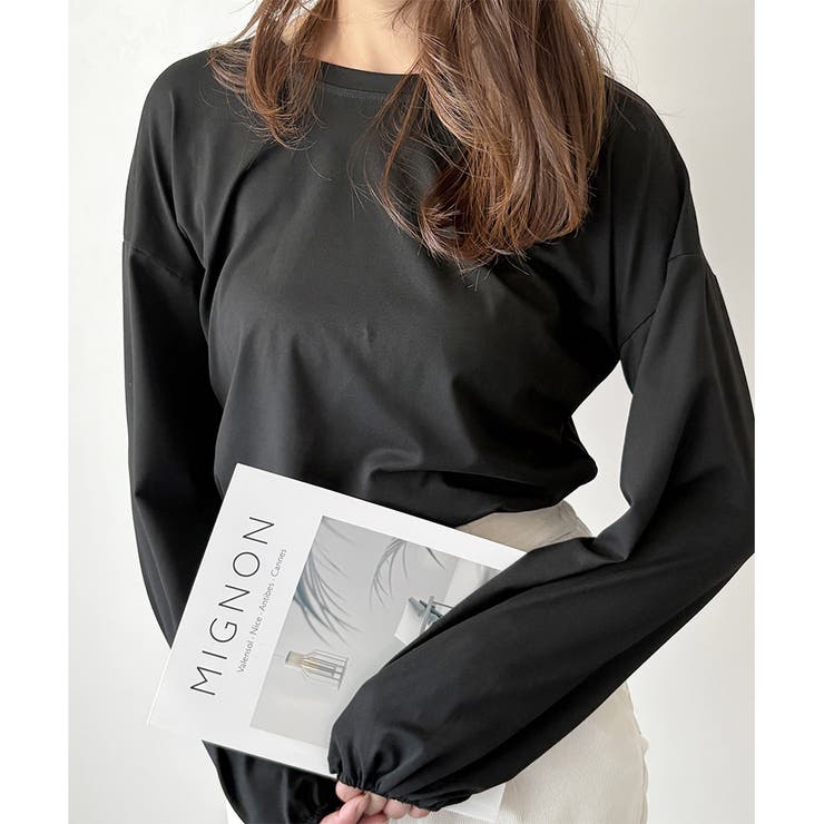 ブラック | ボリューム袖カットソー レディース 韓国 | Dewlily
