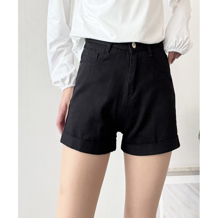ブラック | デニム風ショートパンツ レディース 韓国 | Dewlily