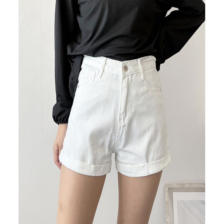 ホワイト | デニム風ショートパンツ レディース 韓国 | Dewlily