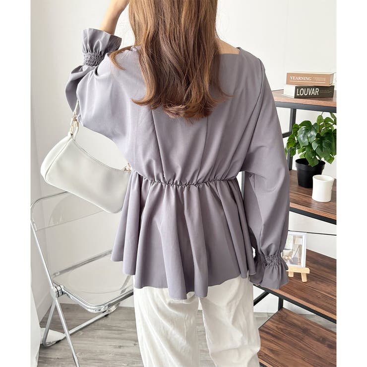 Vネックギャザーブラウス レディース 韓国 | Dewlily | 詳細画像13 