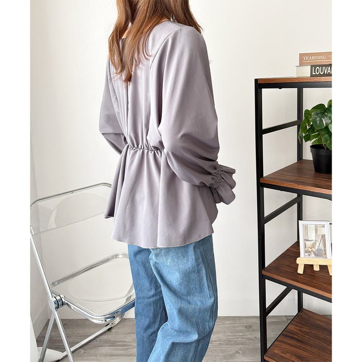 Vネックギャザーブラウス レディース 韓国 | Dewlily | 詳細画像15 