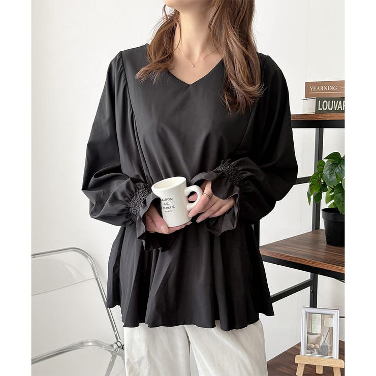Vネックギャザーブラウス レディース 韓国 | Dewlily | 詳細画像16 