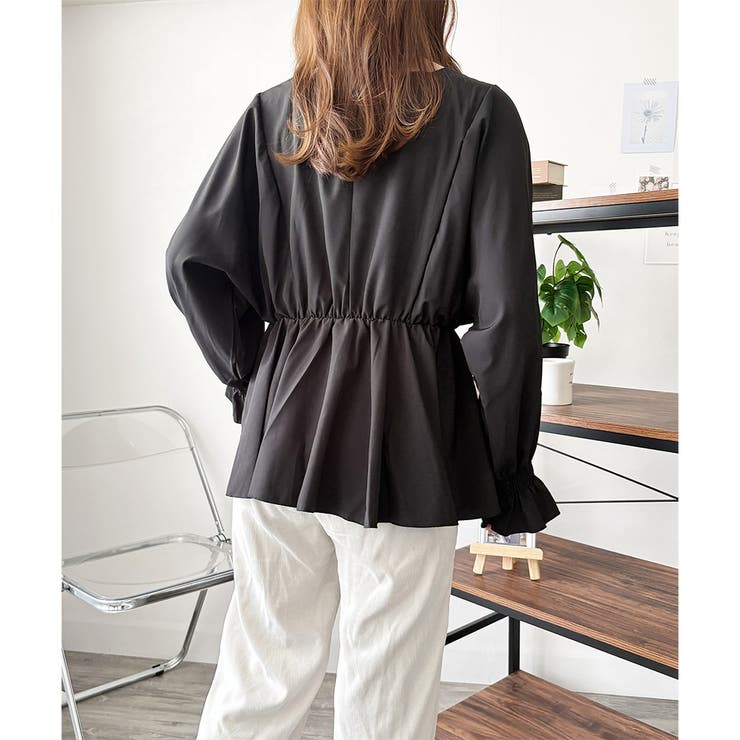 Vネックギャザーブラウス レディース 韓国 | Dewlily | 詳細画像19 