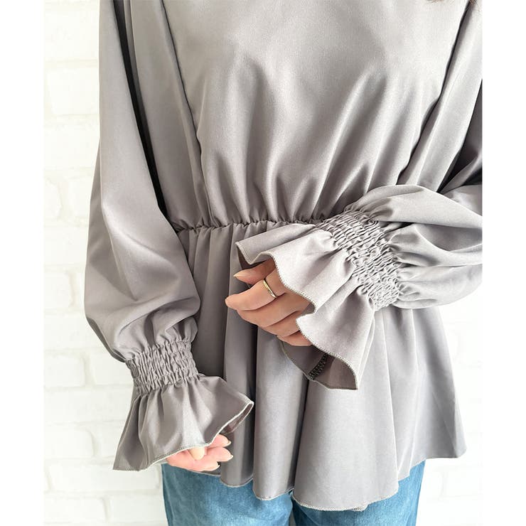 Vネックギャザーブラウス レディース 韓国 | Dewlily | 詳細画像28 