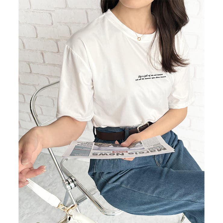 フロントロゴ半袖Tシャツ 夏トップス 半袖 | Dewlily | 詳細画像16 