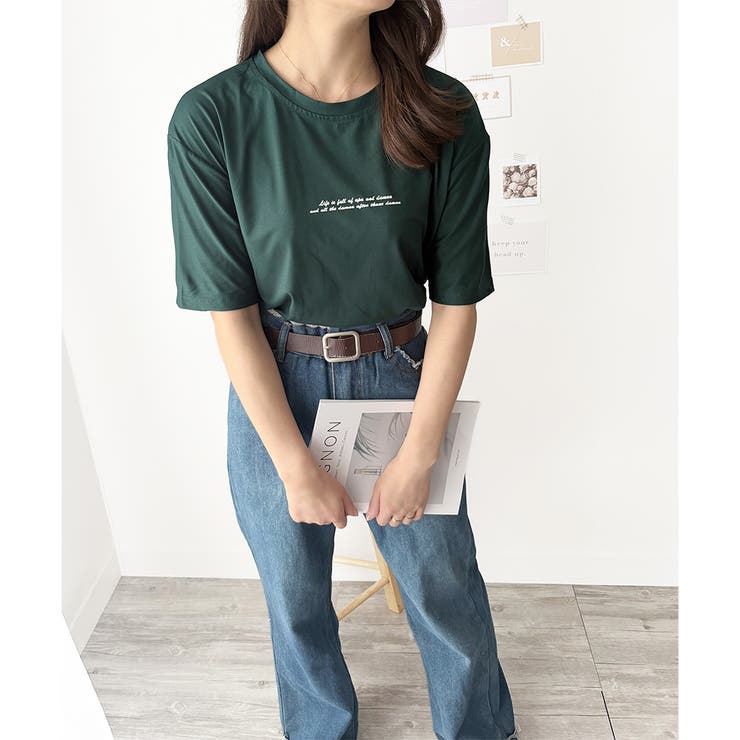 フロントロゴ半袖Tシャツ 夏トップス 半袖 | Dewlily | 詳細画像22 