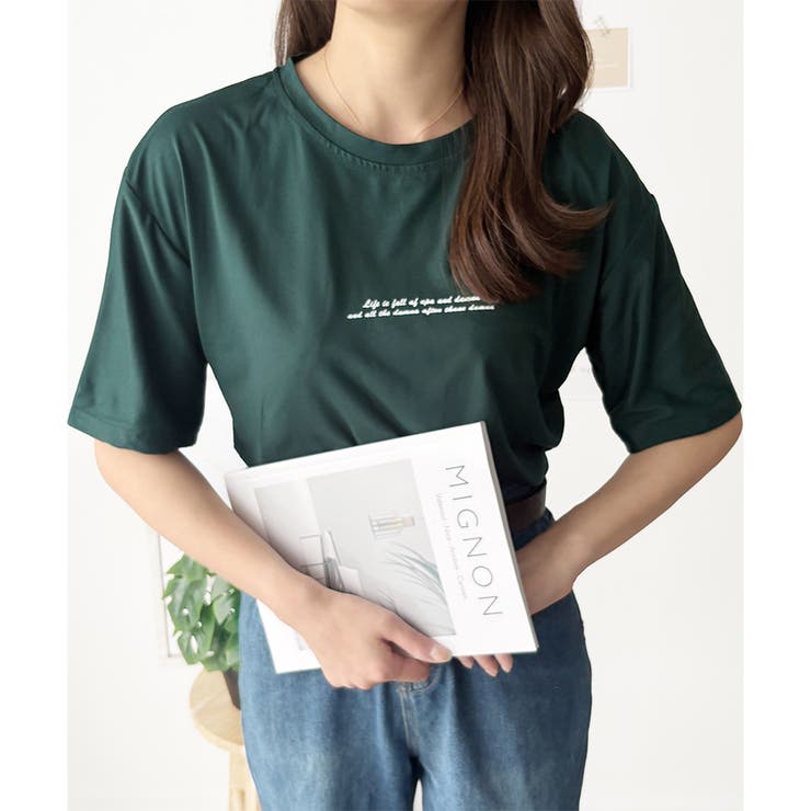フロントロゴ半袖Tシャツ 夏トップス 半袖 | Dewlily | 詳細画像3 