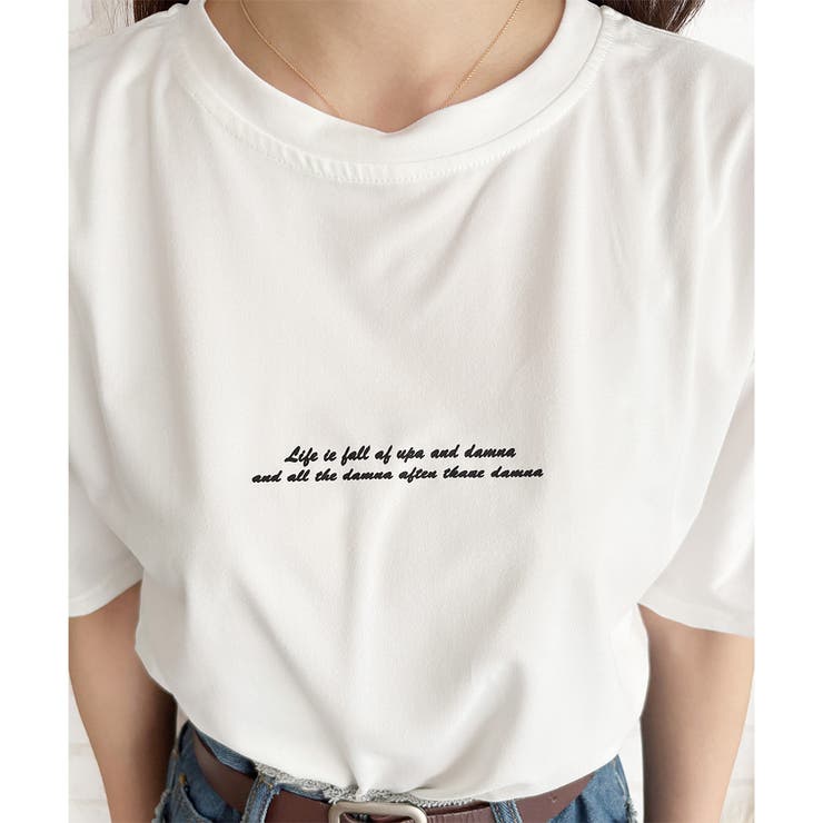 フロントロゴ半袖Tシャツ 夏トップス 半袖 | Dewlily | 詳細画像30 