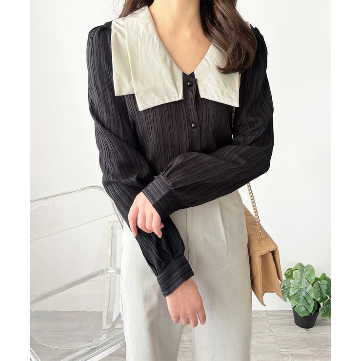 シワ加工セーラーカラーブラウス ブラウス 軽やか | Dewlily | 詳細画像14 