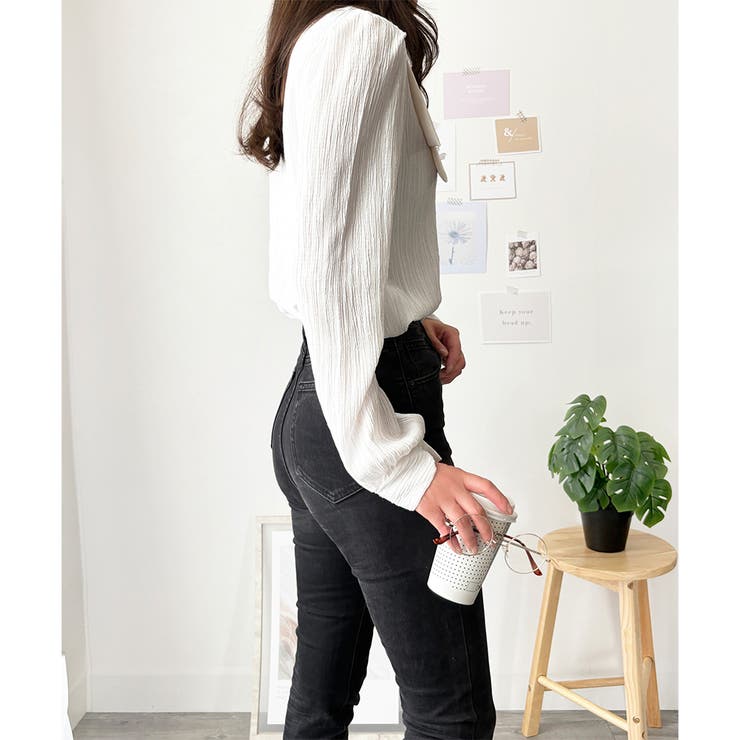 シワ加工セーラーカラーブラウス ブラウス 軽やか | Dewlily | 詳細画像16 