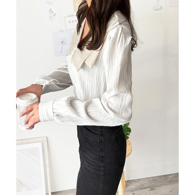 シワ加工セーラーカラーブラウス ブラウス 軽やか | Dewlily | 詳細画像17 