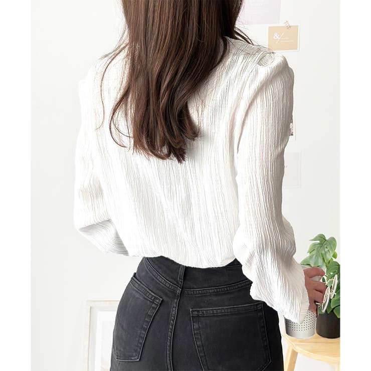 シワ加工セーラーカラーブラウス ブラウス 軽やか | Dewlily | 詳細画像18 