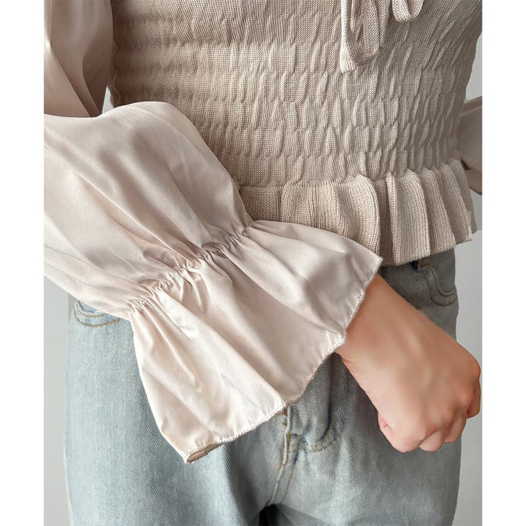 シャーリングパフスリーブトップス 韓国 ファッション | Dewlily | 詳細画像20 