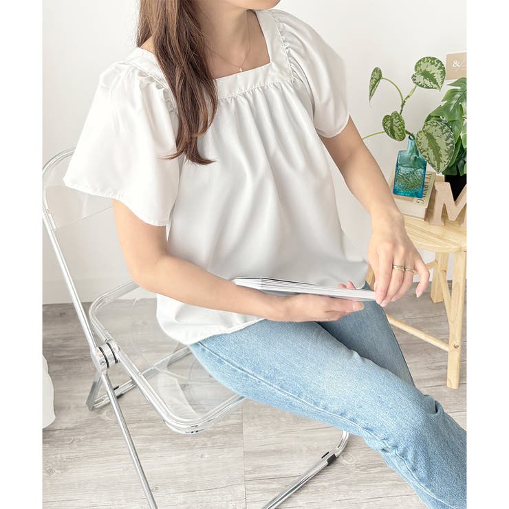 フレア半袖ギャザーブラウス レディース ふんわりシルエット | Dewlily | 詳細画像13 