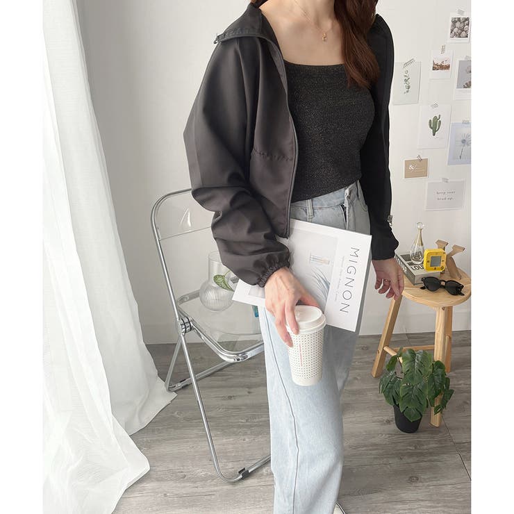 ショート丈ドロストブルゾン ライトアウター ジャケット | Dewlily | 詳細画像13 