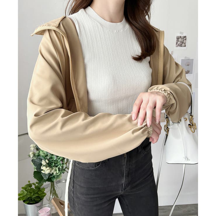 ショート丈ドロストブルゾン ライトアウター ジャケット | Dewlily | 詳細画像21 