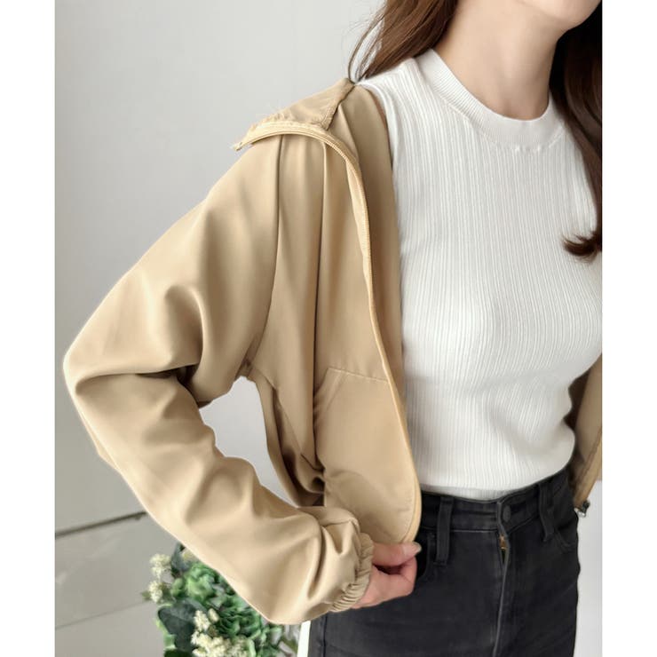 ショート丈ドロストブルゾン ライトアウター ジャケット | Dewlily | 詳細画像3 