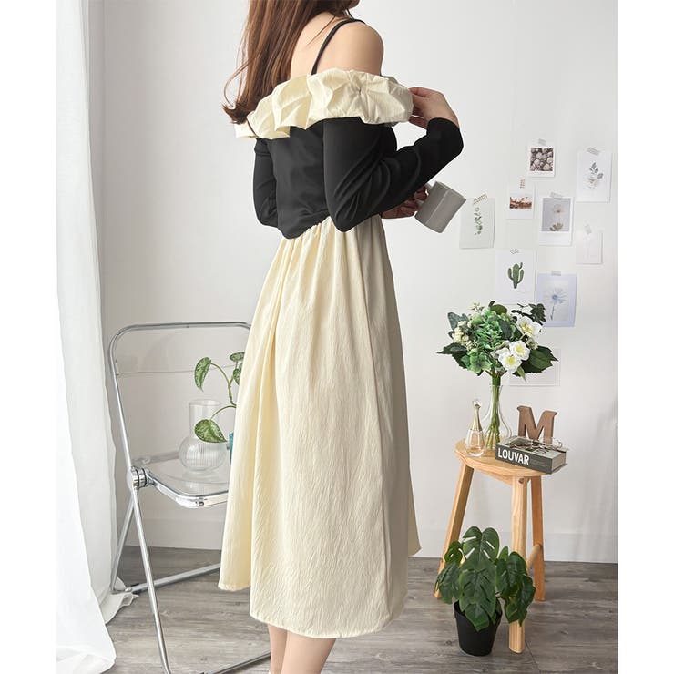 フリルオフショルダーワンピース レディース ロング丈 | Dewlily | 詳細画像10 