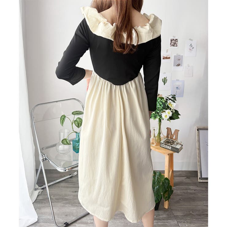 フリルオフショルダーワンピース レディース ロング丈 | Dewlily | 詳細画像19 