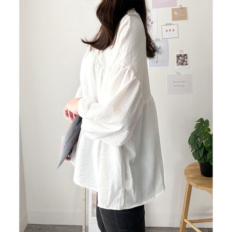 Vネックギャザーブラウス ブラウス 軽やか | Dewlily | 詳細画像14 